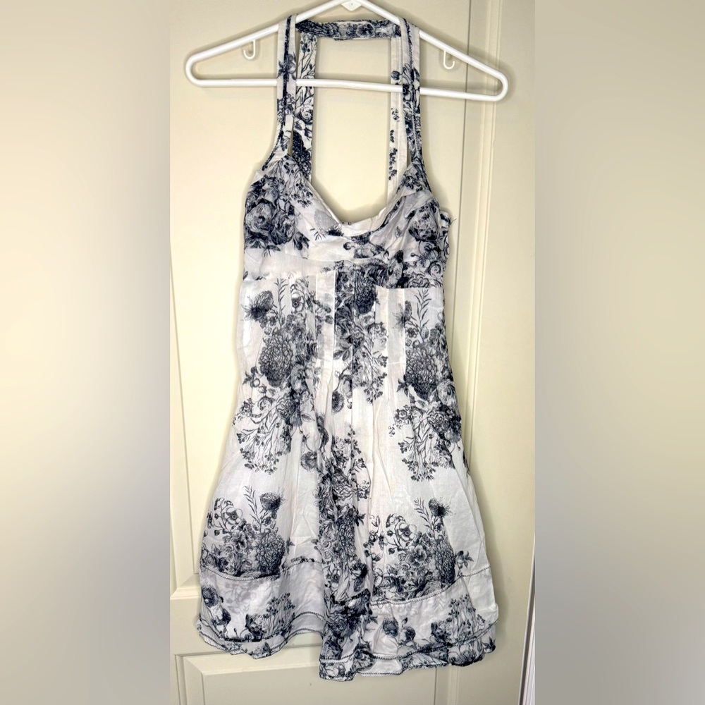 Cynthia Steffe Stunning Floral Lined Mini Dress in Black and White Flowy